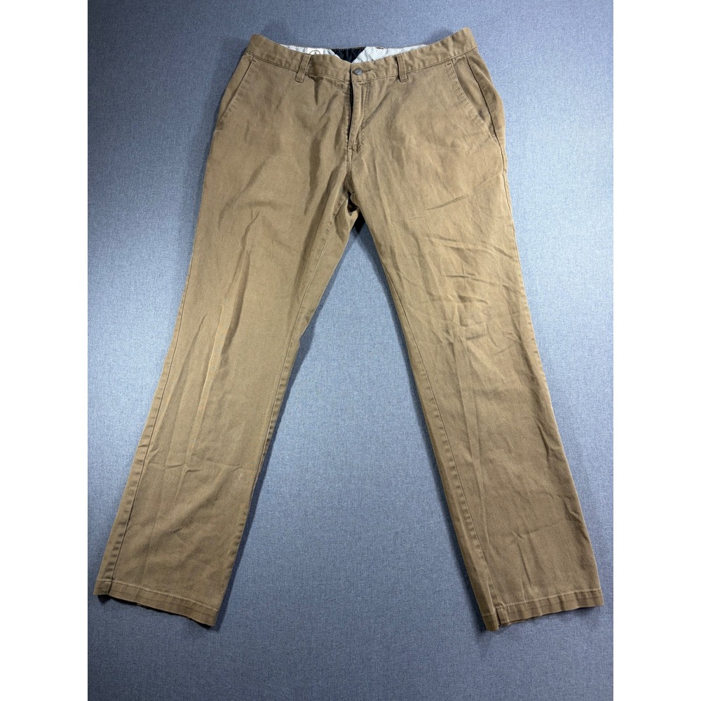 Volcom Frickin Modern Fit Chino Pants Mens 36 Brown Khaki Skate Trousers